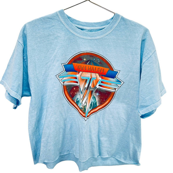 Van Halen NEW Retro Style Short Sleeve Cropped Graphic Band TShirt 100% Cotton M - Picture 1 of 4